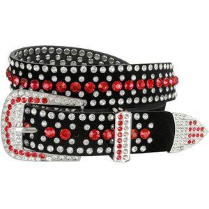 38'' Cowgirl Cowboy Leather Western Rhinestone Fashion Bling Studded Design Belt